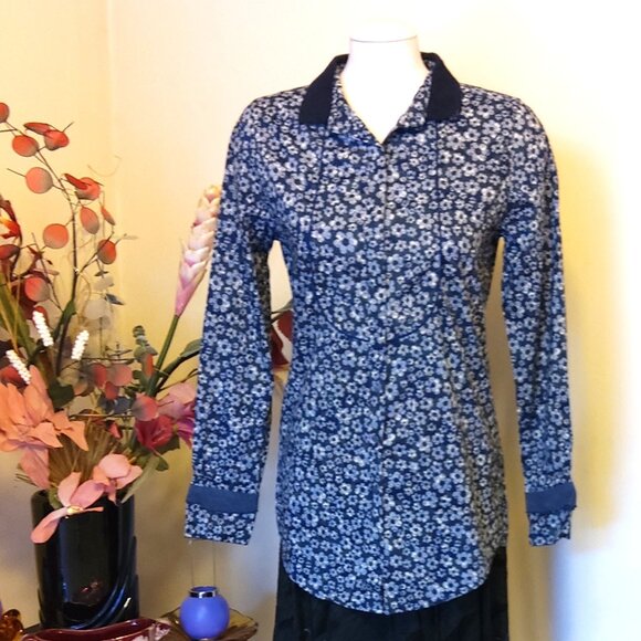 NWT NH NADINE H Women’s Multi Color Printed Floral Pleated Long Sleeve Blouse 38 - Picture 2 of 10